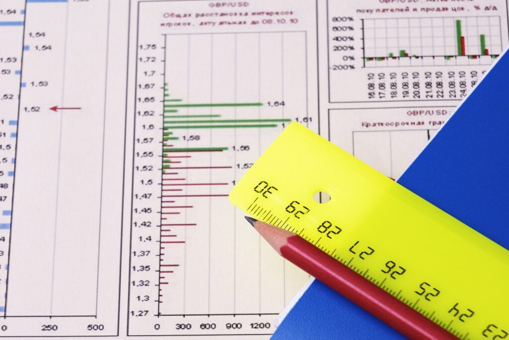 spreadsheets, rulers, binder